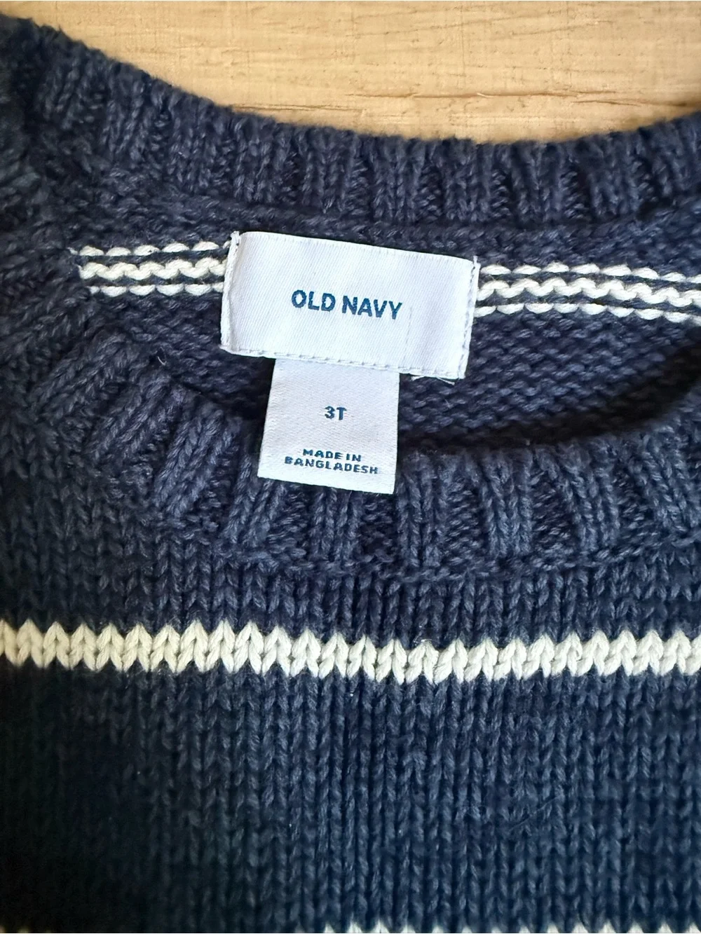 Old Navy Navy & White Striped Crewneck Sweater